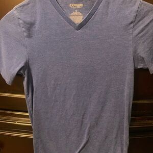 Express Men's Heather Blue V-Neck Tee